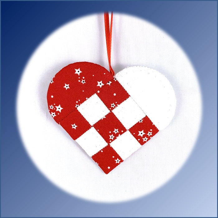 X-mas Tree Ornament Kit (#65) 'Scandi Heart' (Red)
