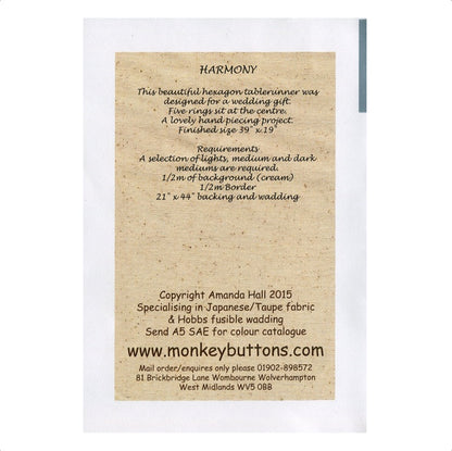 Monkey Buttons Pattern #119 'Harmony' Table Runner