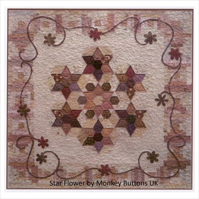 Monkey Buttons Pattern #99 'Star Flower' Wall Hanging
