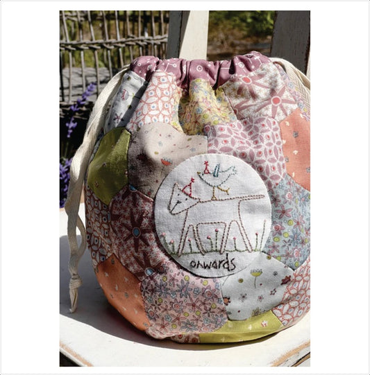 'Onwards Dilly Drawstring Bag' Pattern by Hatched and Patched
