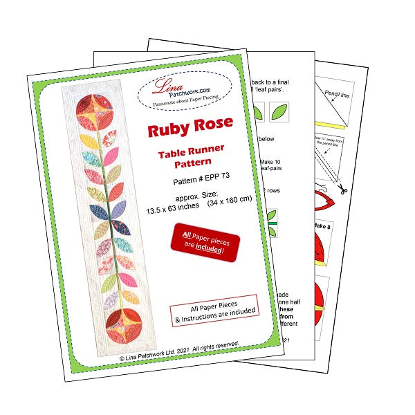 EPP Pattern 'Ruby Rose' Table Runner – linapatchwork