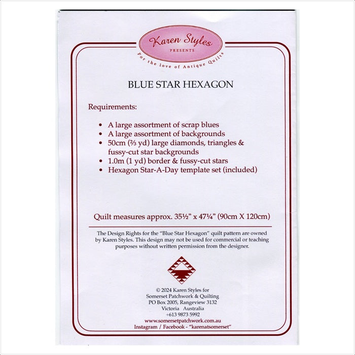 Somerset Designs Pattern 'Blue Star-A Day'